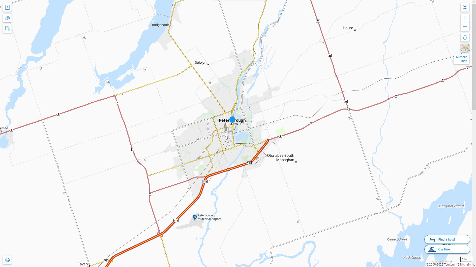 Peterborough Canada Autoroute et carte routiere